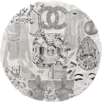 Bougie Women Nuevo Black White Round Cloud Washable Rug