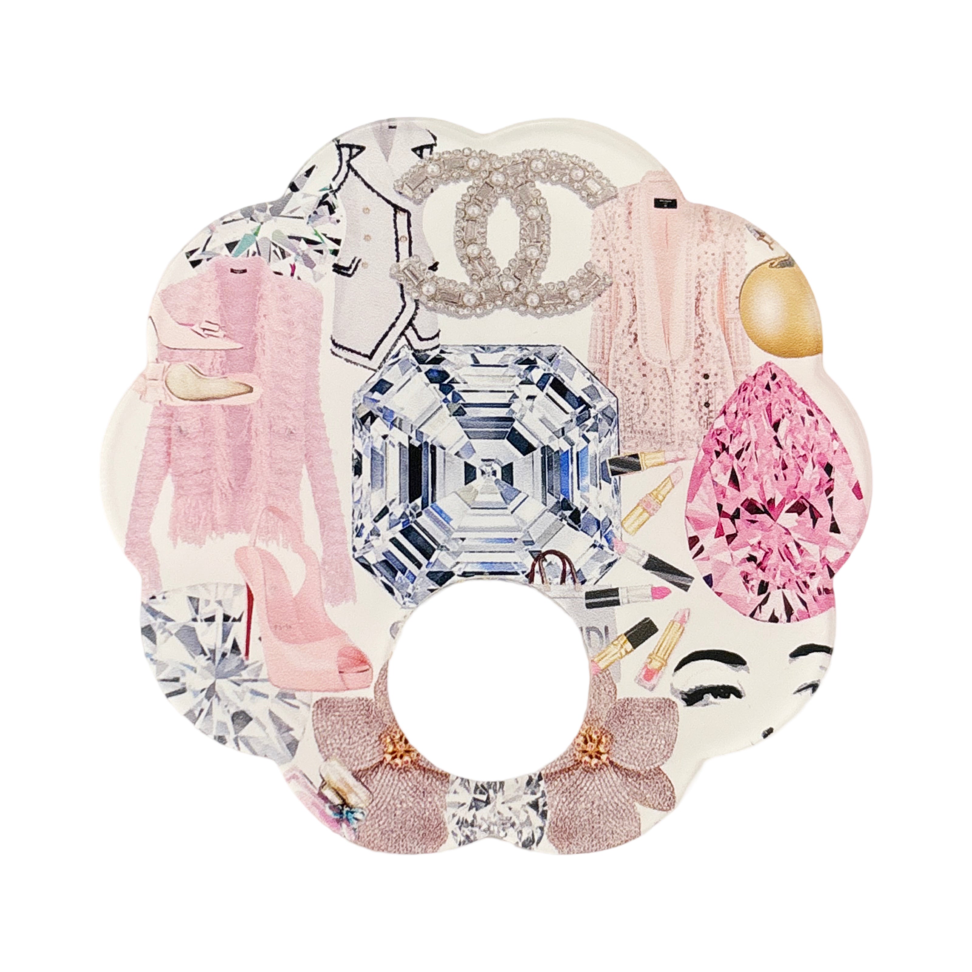 Bougie Women Nuevo Pink White Acrylic Scallop Napkin Ring - Set of 4
