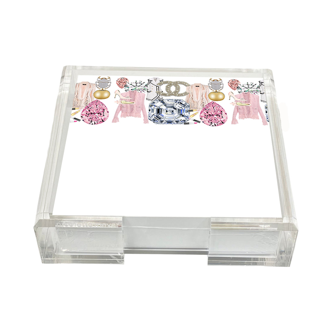Bougie Women Nuevo Pink White Note Cards With Acrylic Holder