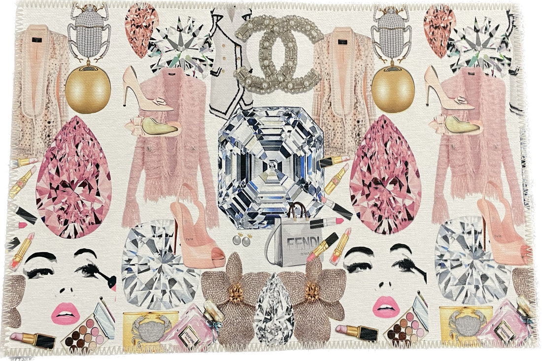Bougie Women Nuevo Pink White Chenille Washables Rug