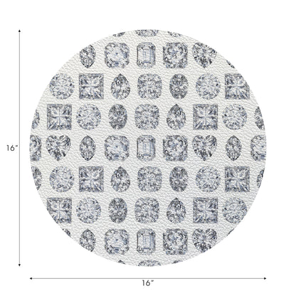 Bougie Diamonds Ice Vegan Leather Round Pebble Placemat - nicolettemayer.com