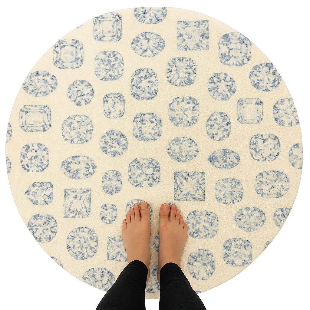 Bougie Diamonds Lux Blush Round Cloud Washable Rug