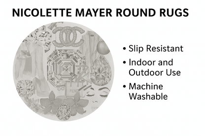 Bougie Women Nuevo Black White Round Cloud Washable Rug