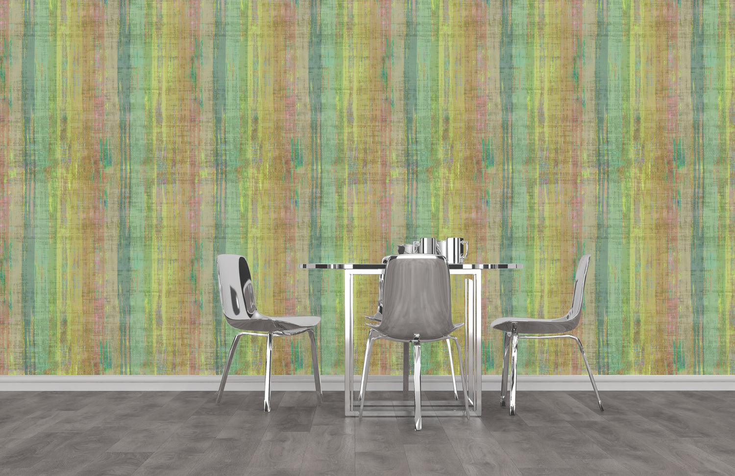 Brushstroke Citron Grasscloth Printed Wallpaper