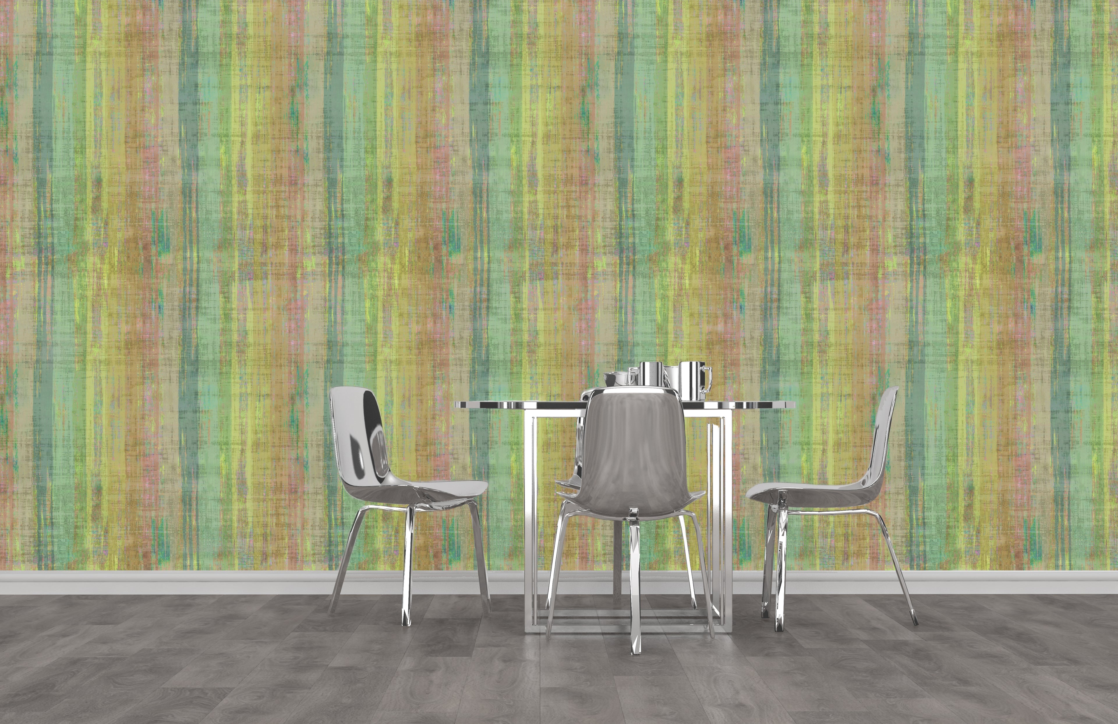 Brushstroke Citron Grasscloth Printed Wallpaper
