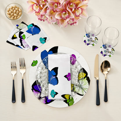 Butterflies Vegan Leather Round Pebble Placemat