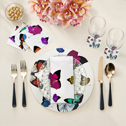 Butterflies Vegan Leather Round Pebble Placemat