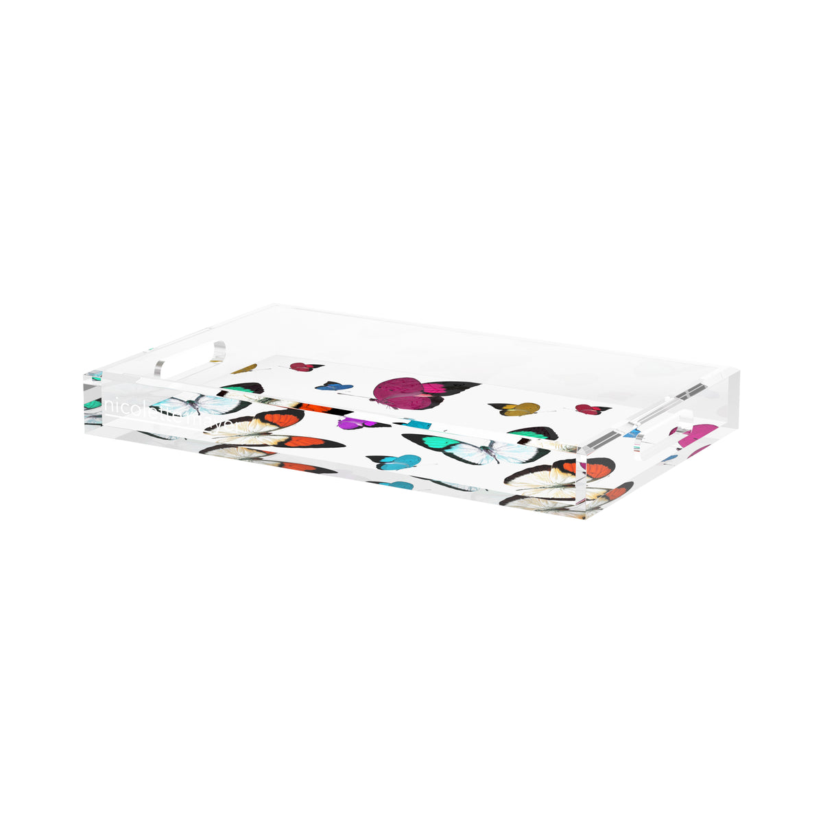 Butterflies Original Acrylic Decorative Tray, 17 x 10.5 in. by Nicolette Mayer 