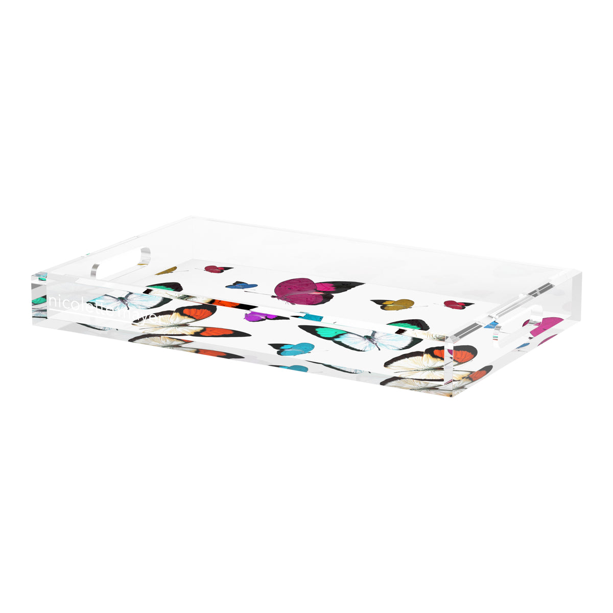 Butterflies Original Acrylic Decorative Tray, 22.5 x 14.5 in. by Nicolette Mayer 