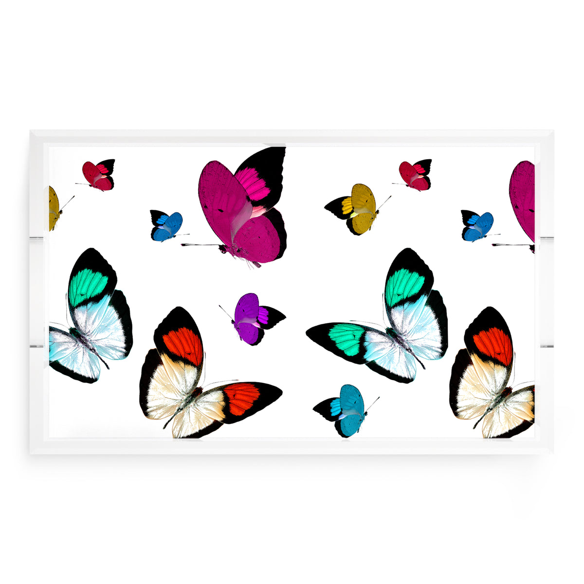 Butterflies Original Acrylic Decorative Tray, 22.5 x 14.5 in. by Nicolette Mayer 