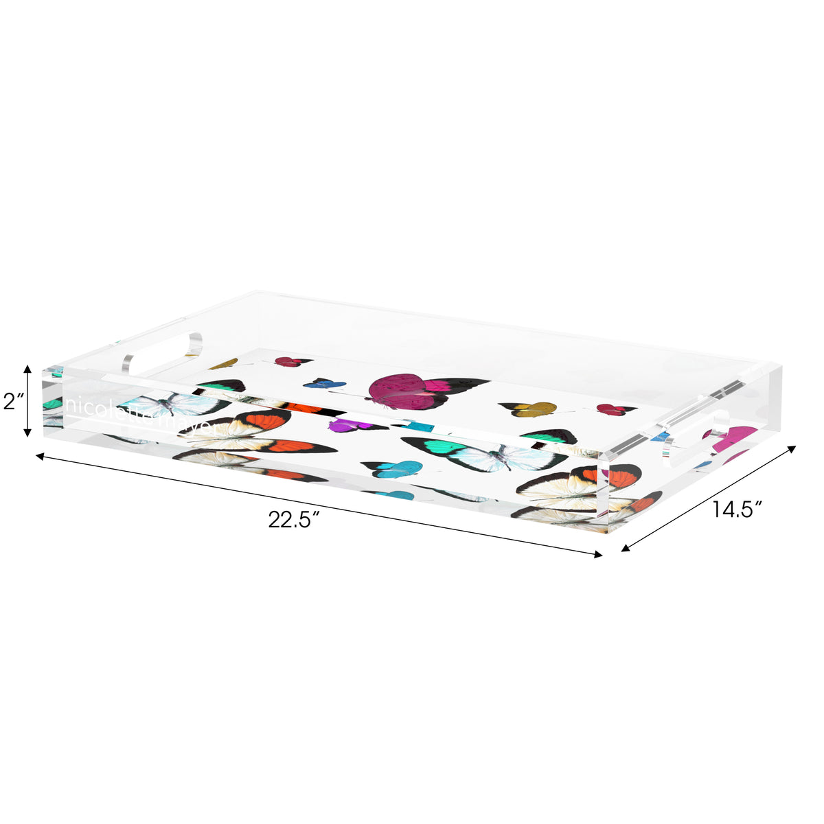 Butterflies Original Acrylic Decorative Tray, 22.5 x 14.5 in. by Nicolette Mayer 