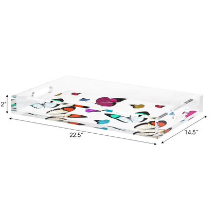 Butterflies Original Acrylic Decorative Tray, 22.5 x 14.5 in. by Nicolette Mayer 