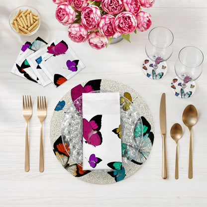 Butterflies Round Beaded Placemat Rough Cut