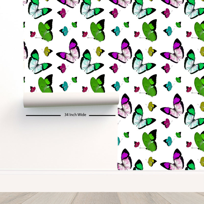Butterflies Acid Green Peel and Stick Wallpaper - nicolettemayer.com