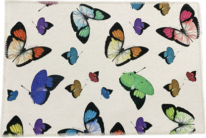 Tapis lavable en chenille à motifs de papillons 