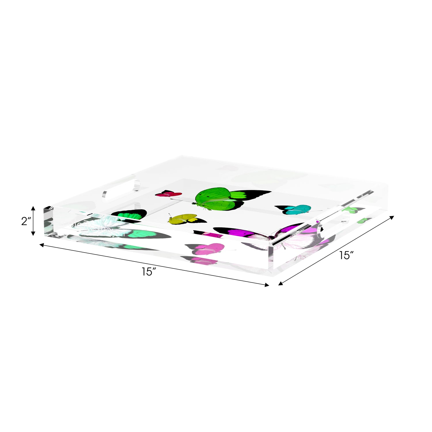 Butterflies Acid Green 15X15 Acrylic Tray - nicolettemayer.com
