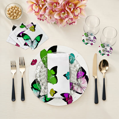 Butterflies Acid Green 16" Round Pebble Placemats, Set of 4 - nicolettemayer.com
