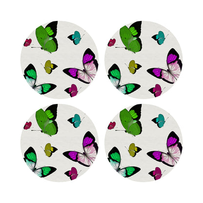 Butterflies Vegan Leather Round Pebble Placemat