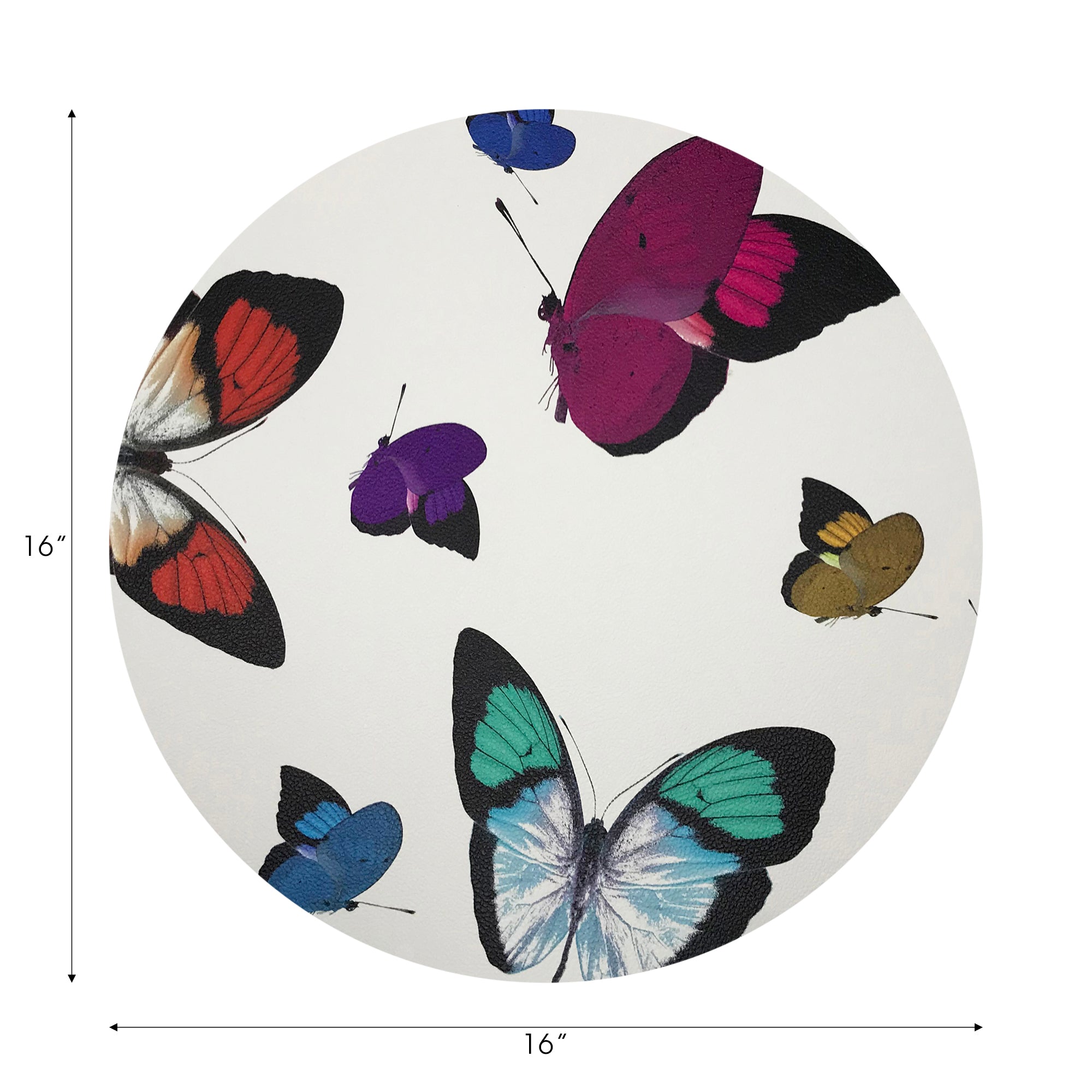 Butterflies Vegan Leather Round Pebble Placemat