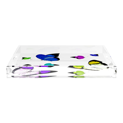 Butterflies Acid Blue 18X18 Acrylic Tray - nicolettemayer.com
