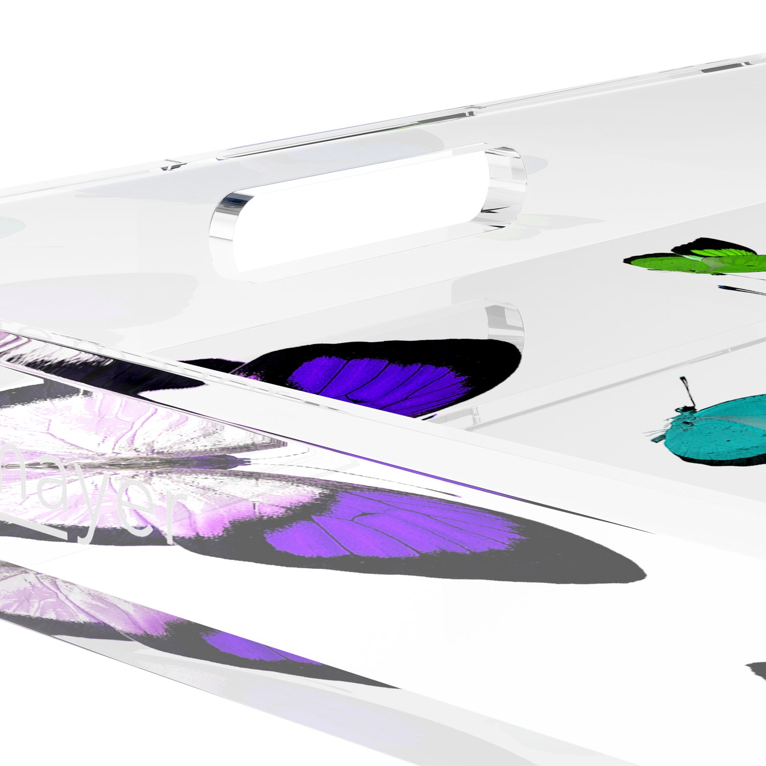 Butterflies Acid Blue 18X18 Acrylic Tray - nicolettemayer.com
