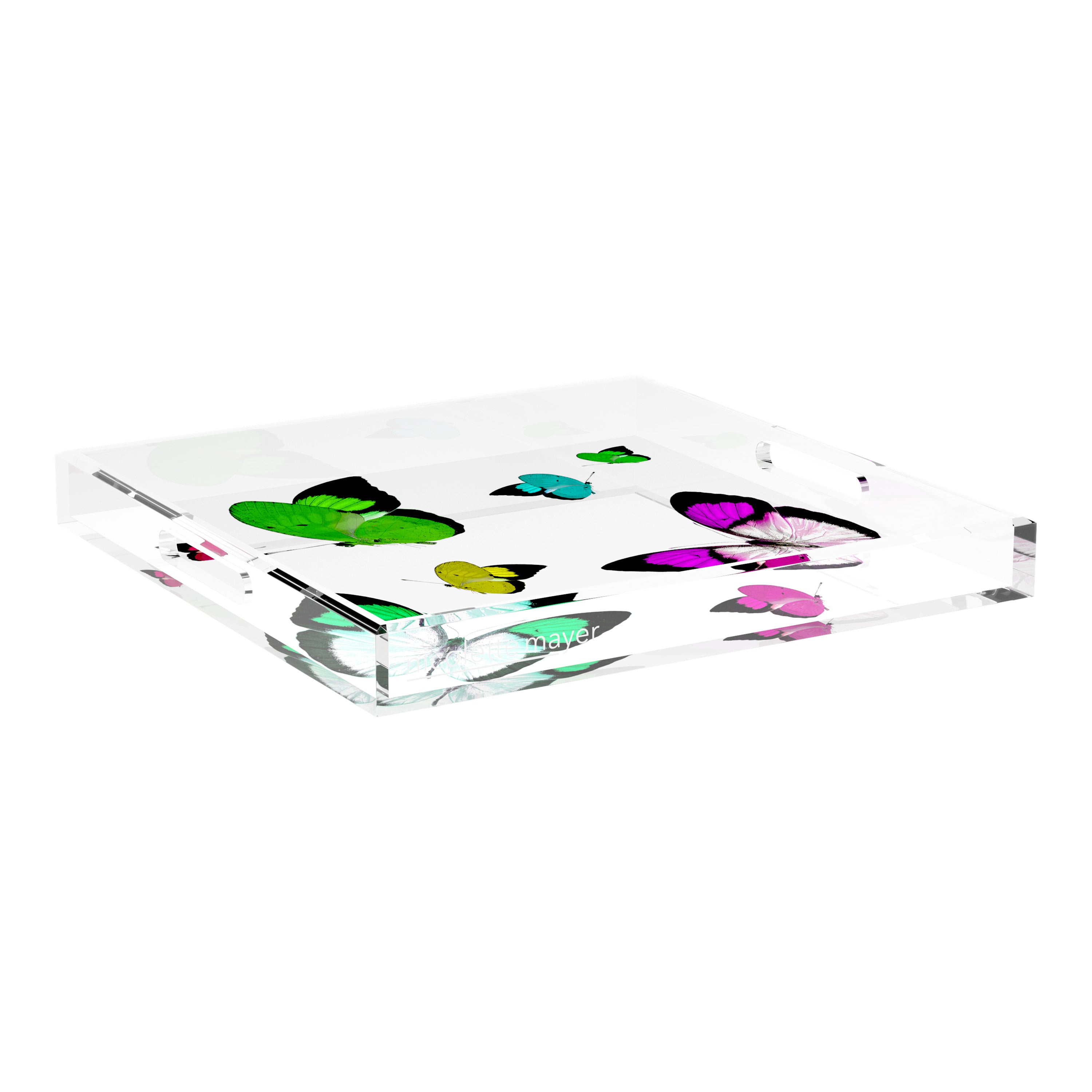 Butterflies Acid Green 18X18 Acrylic Tray - nicolettemayer.com
