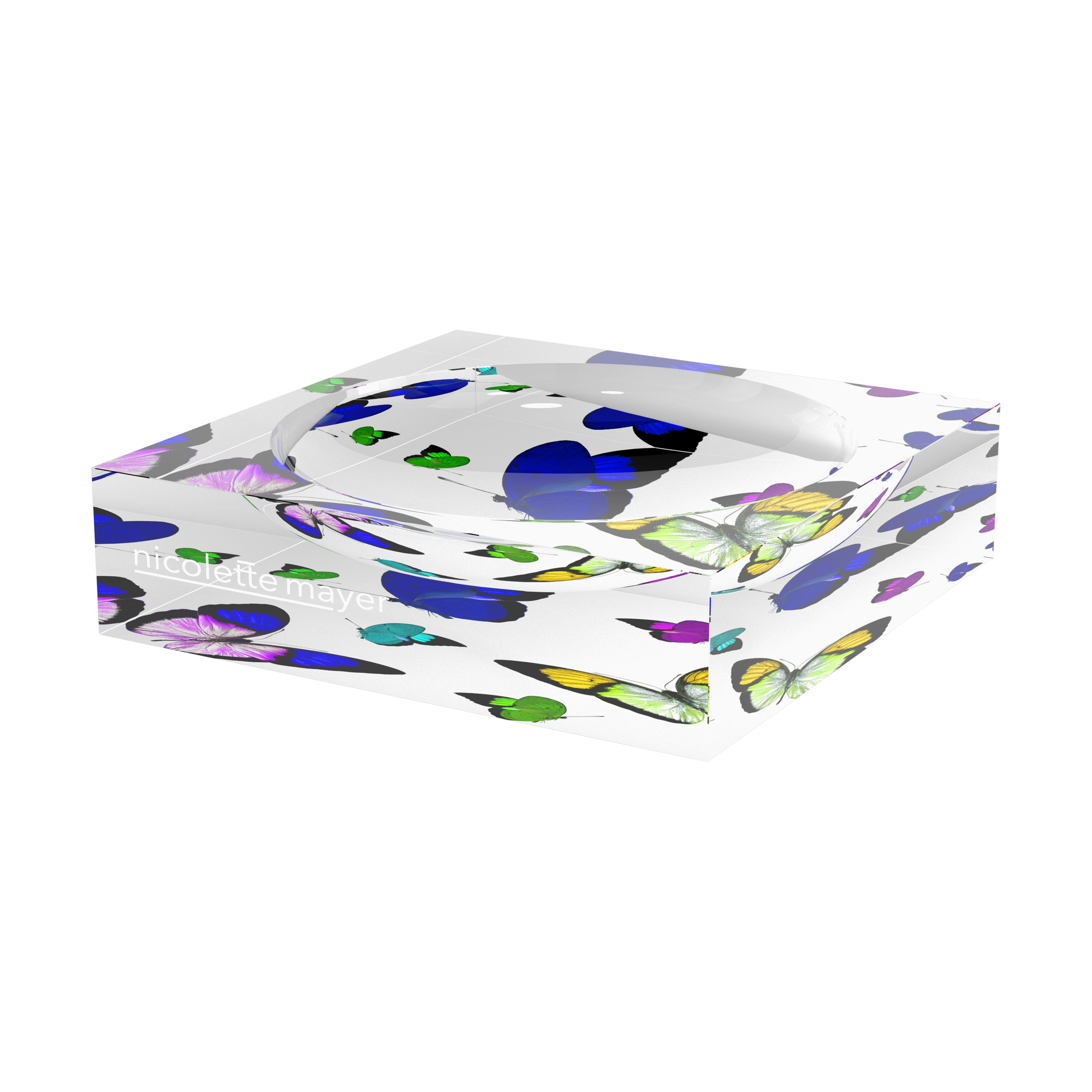 Butterflies Acid Blue Acrylic Candy Catchall Dish - nicolettemayer.com