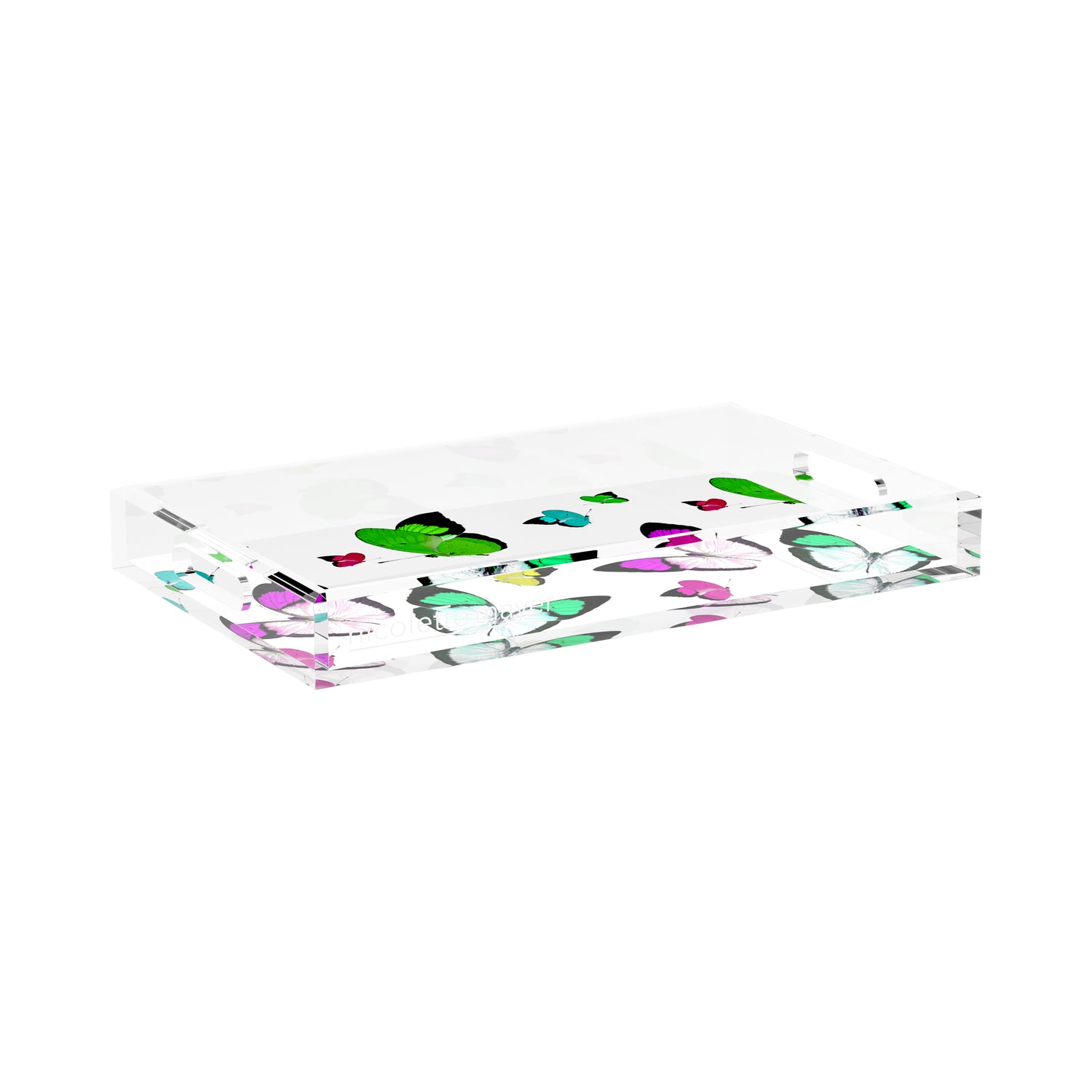 Butterflies Acid Green 17X10.5 Acrylic Tray - nicolettemayer.com
