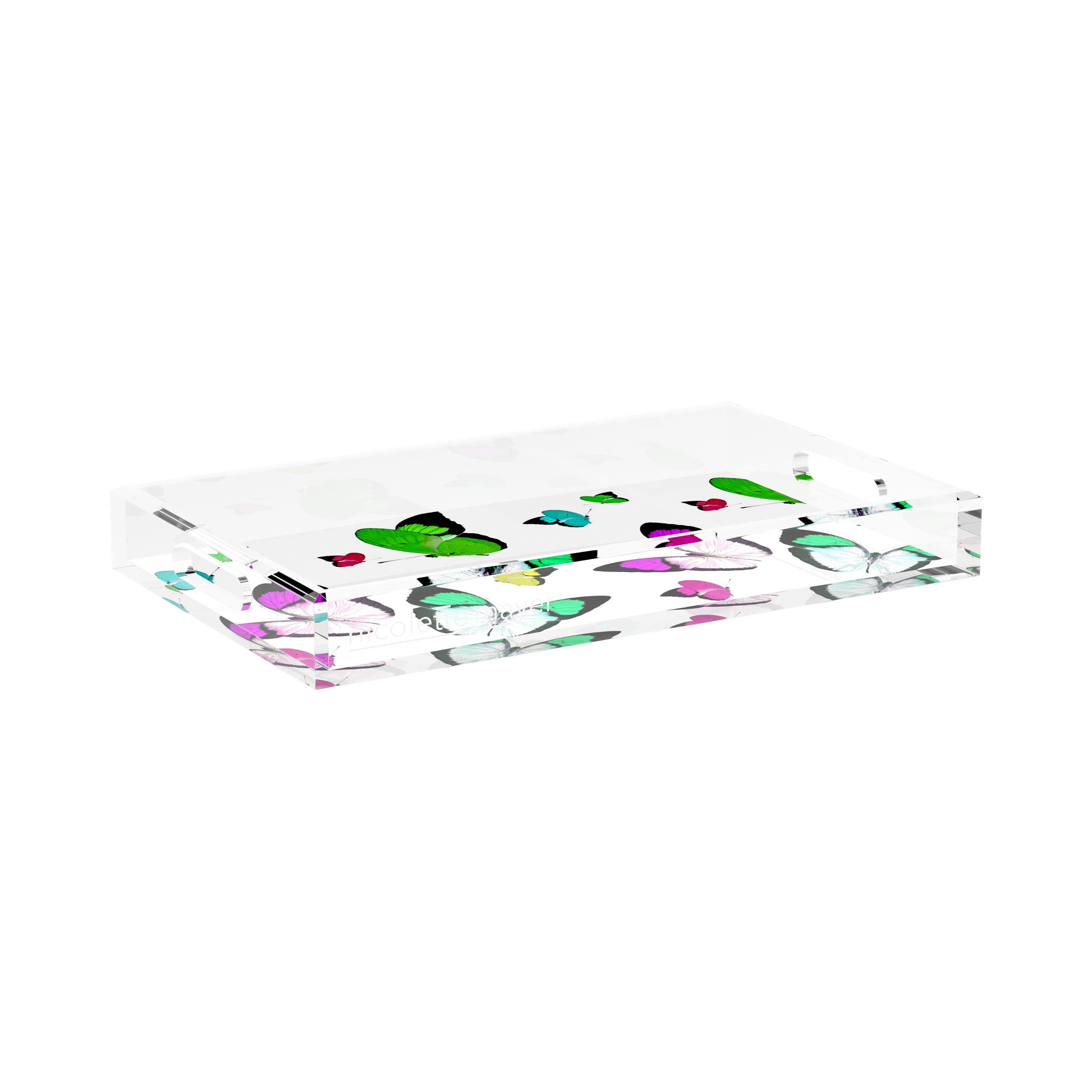 Butterflies Acid Green 17X10.5 Acrylic Tray - nicolettemayer.com
