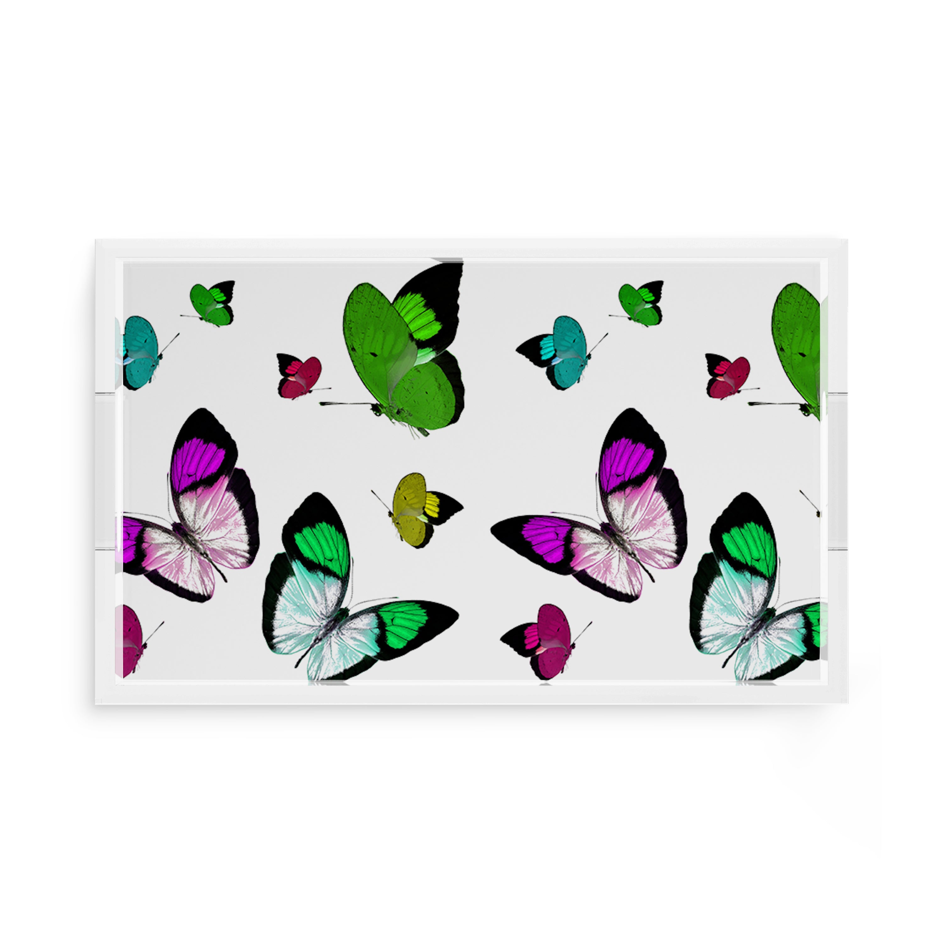 Butterflies Acid Green 17X10.5 Acrylic Tray - nicolettemayer.com
