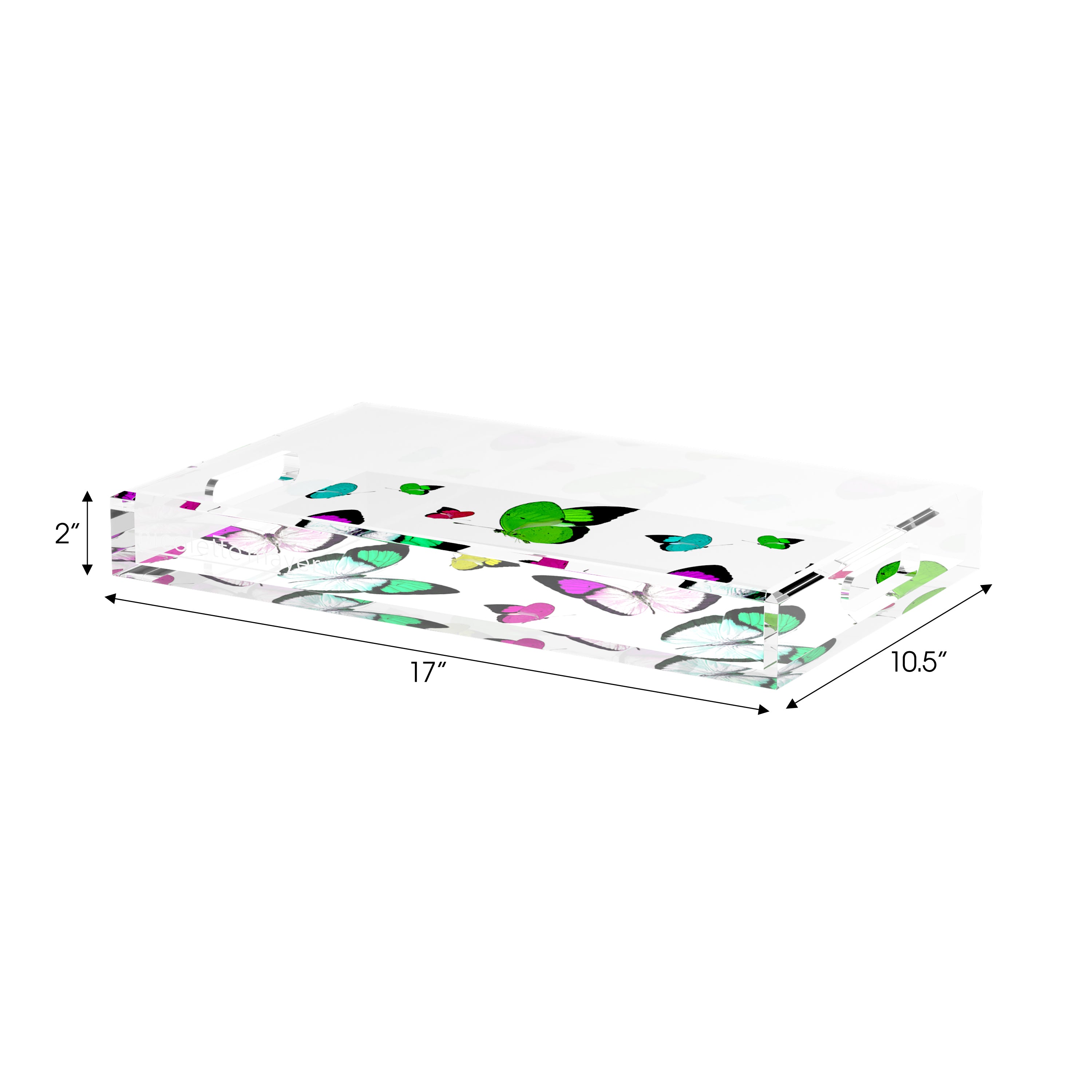 Butterflies Acid Green 17X10.5 Acrylic Tray - nicolettemayer.com

