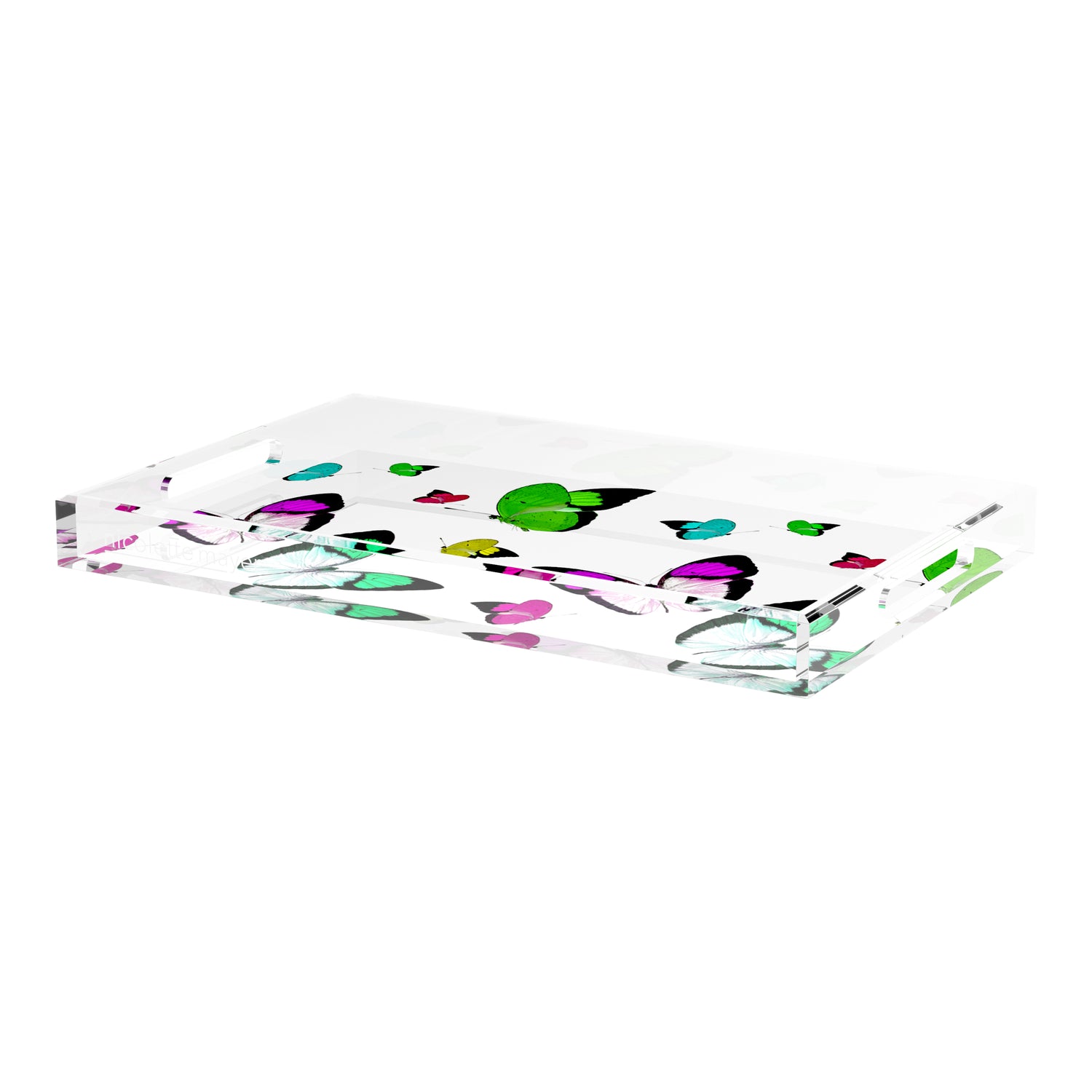 Butterflies Acid Green 22.5X14.5 Acrylic Tray - nicolettemayer.com
