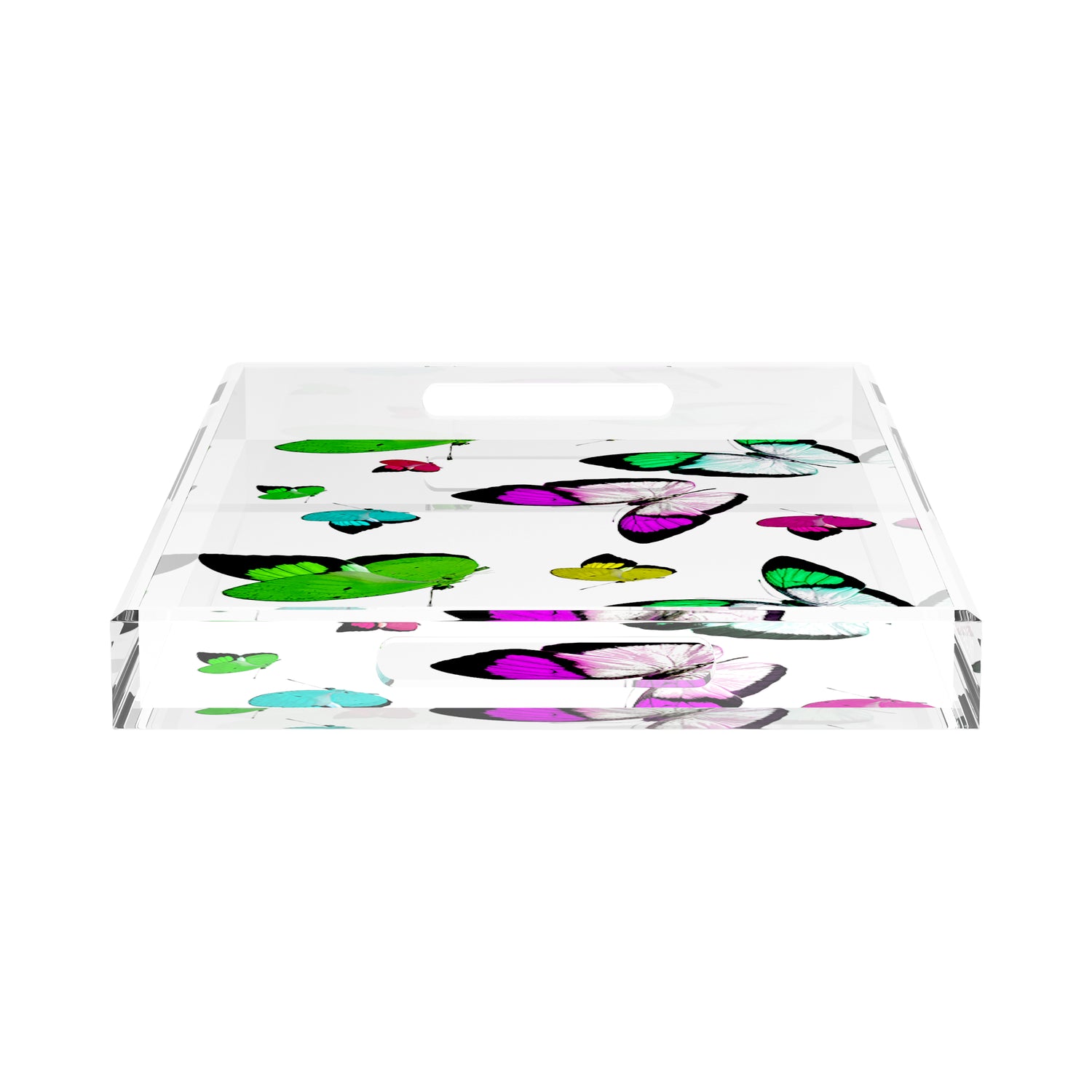 Butterflies Acid Green 22.5X14.5 Acrylic Tray - nicolettemayer.com

