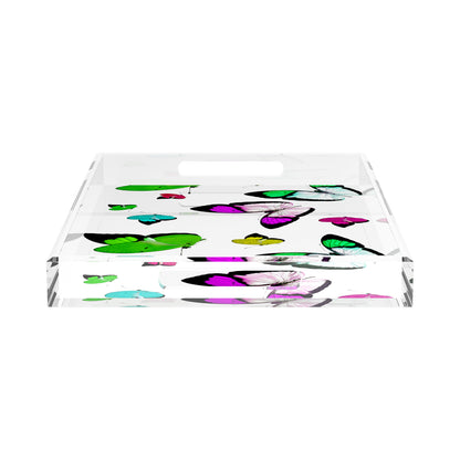Butterflies Acid Green 22.5X14.5 Acrylic Tray - nicolettemayer.com
