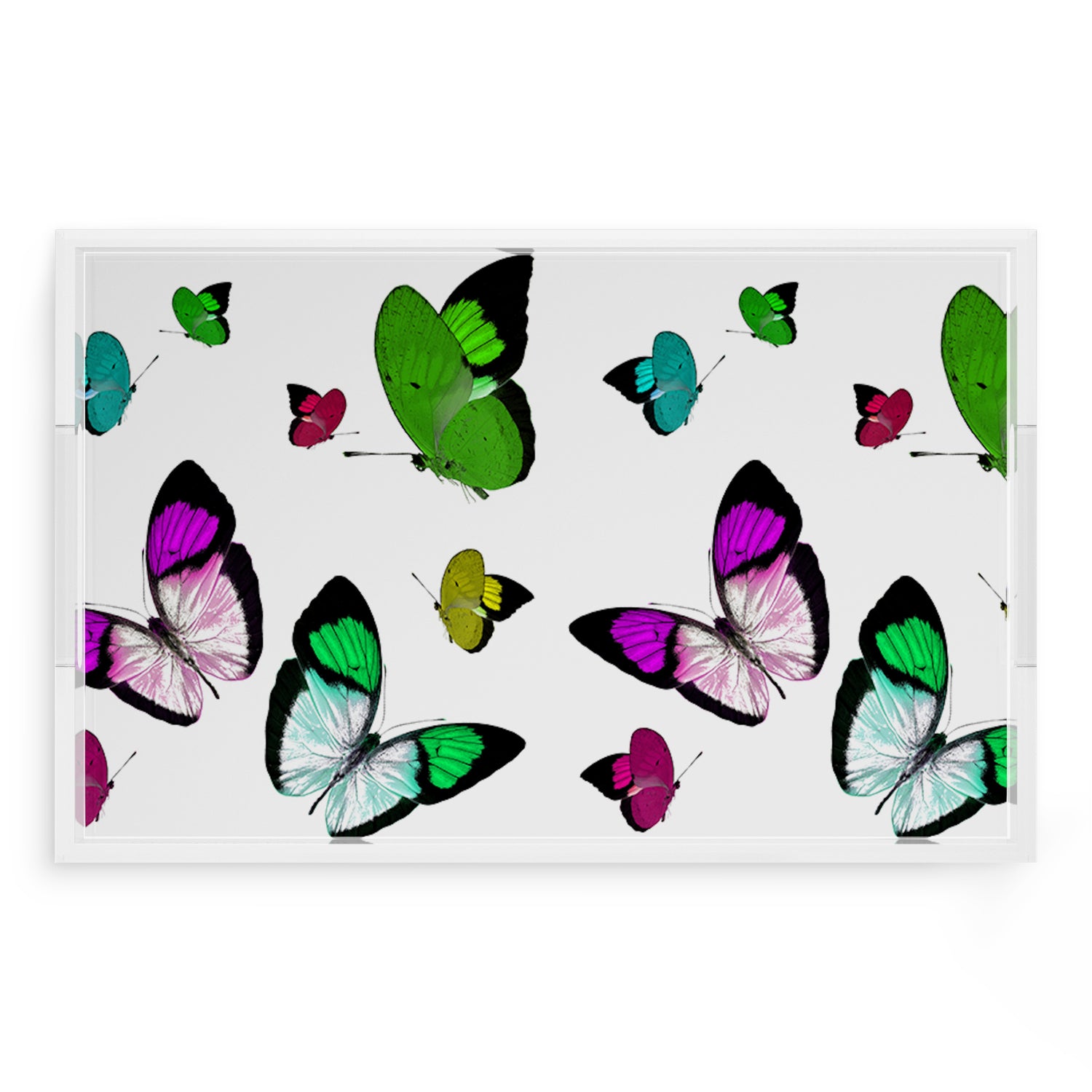 Butterflies Acid Green 22.5X14.5 Acrylic Tray - nicolettemayer.com

