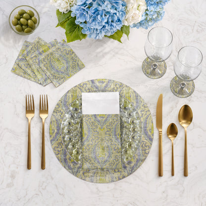 Byzantine Jewel Gold 16&quot; Round Pebble Placemats, Set Of 4 - nicolettemayer.com