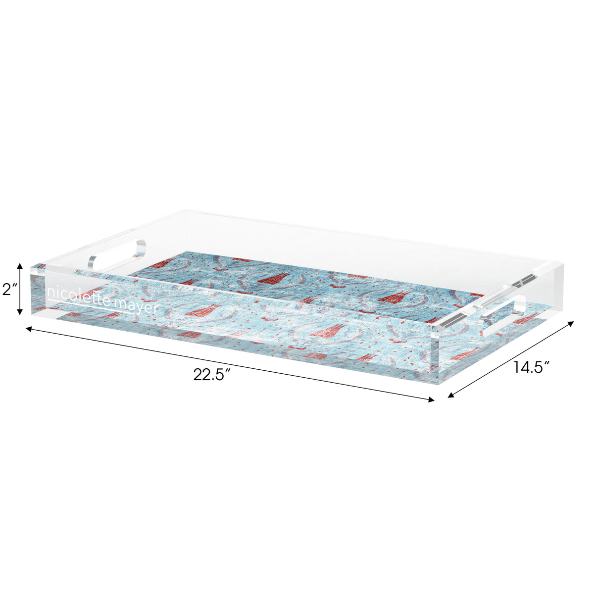 Byzantine Jewel Blue Acrylic Decorative Tray, 22.5 x 14. in. by Nicolette Mayer 
