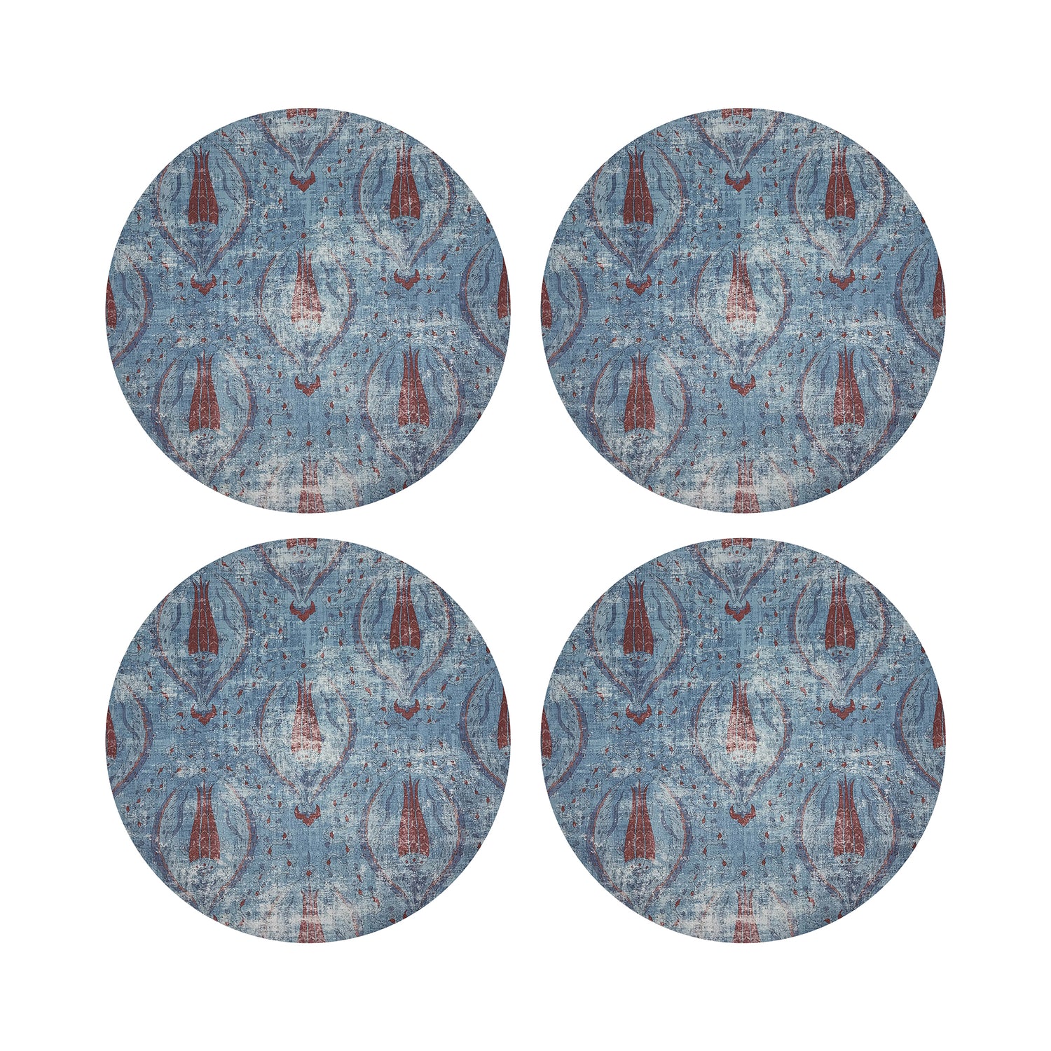 Byzantine Jewel Blue 16&quot; Round Pebble Placemats, Set of 4 - nicolettemayer.com
