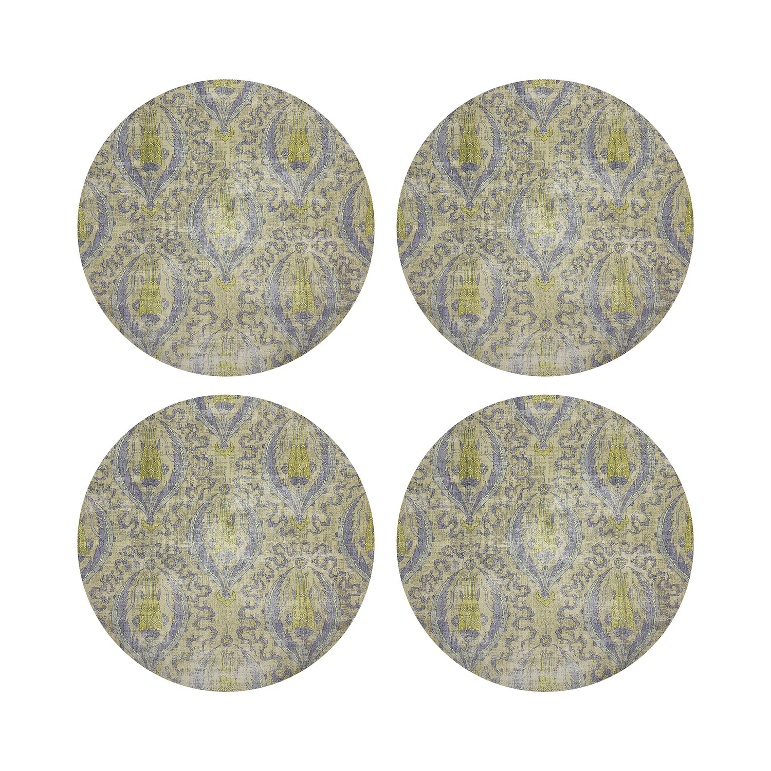 Byzantine Jewel Gold 16&quot; Round Pebble Placemats, Set of 4 - nicolettemayer.com
