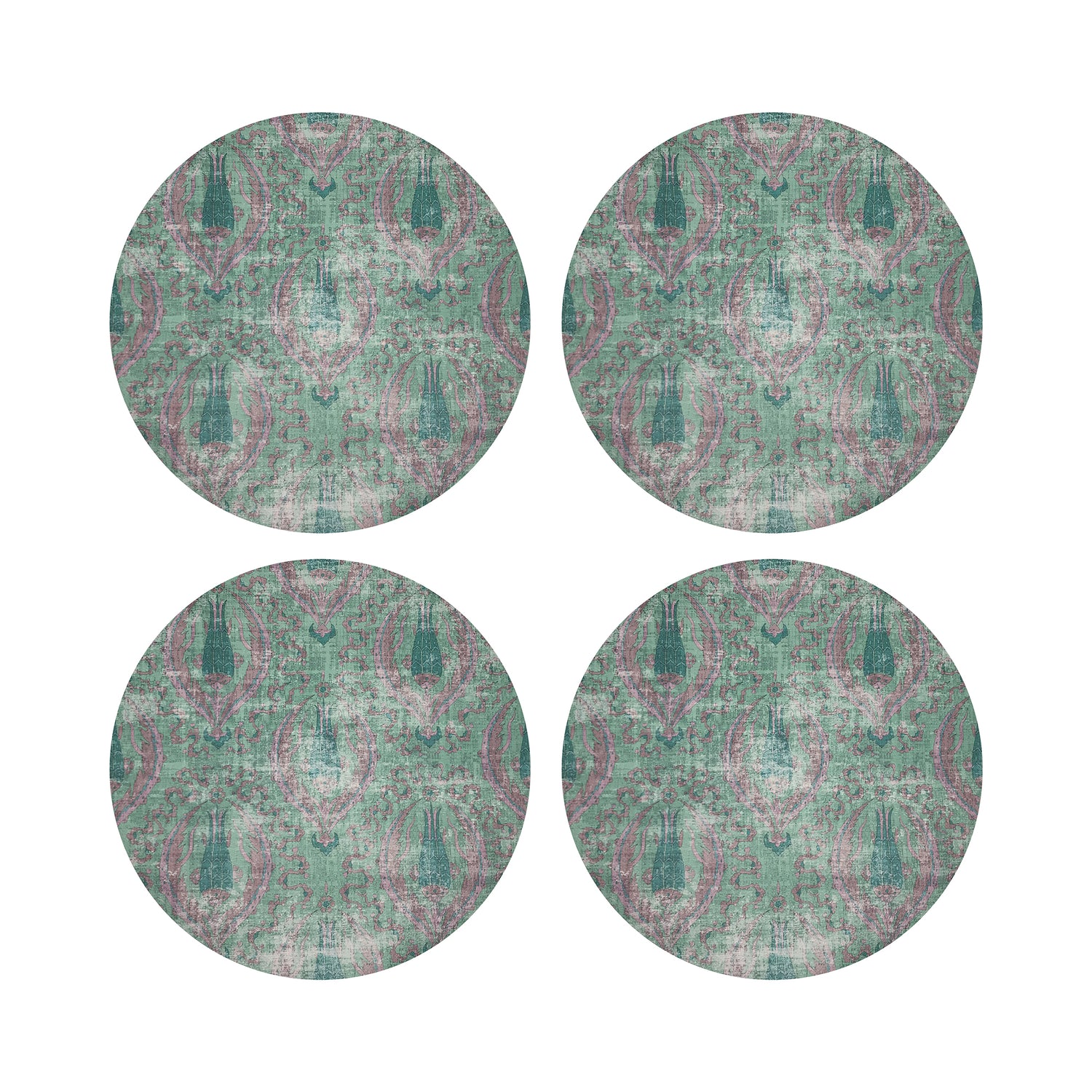 Byzantine Jewel Green 16&quot; Round Pebble Placemats, Set of 4 - nicolettemayer.com

