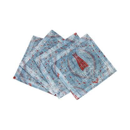 Byzantine Jewel Blue Cotton Sateen Cocktail Napkins