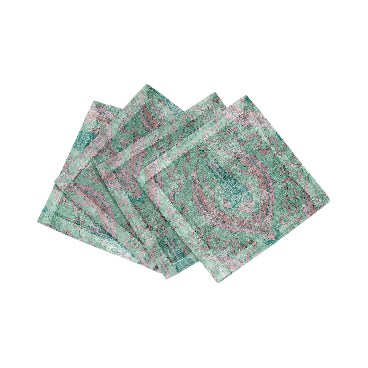 Byzantine Jewel Green Cotton Sateen Cocktail Napkins