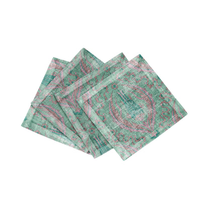 Byzantine Jewel Green Cotton Sateen Cocktail Napkins