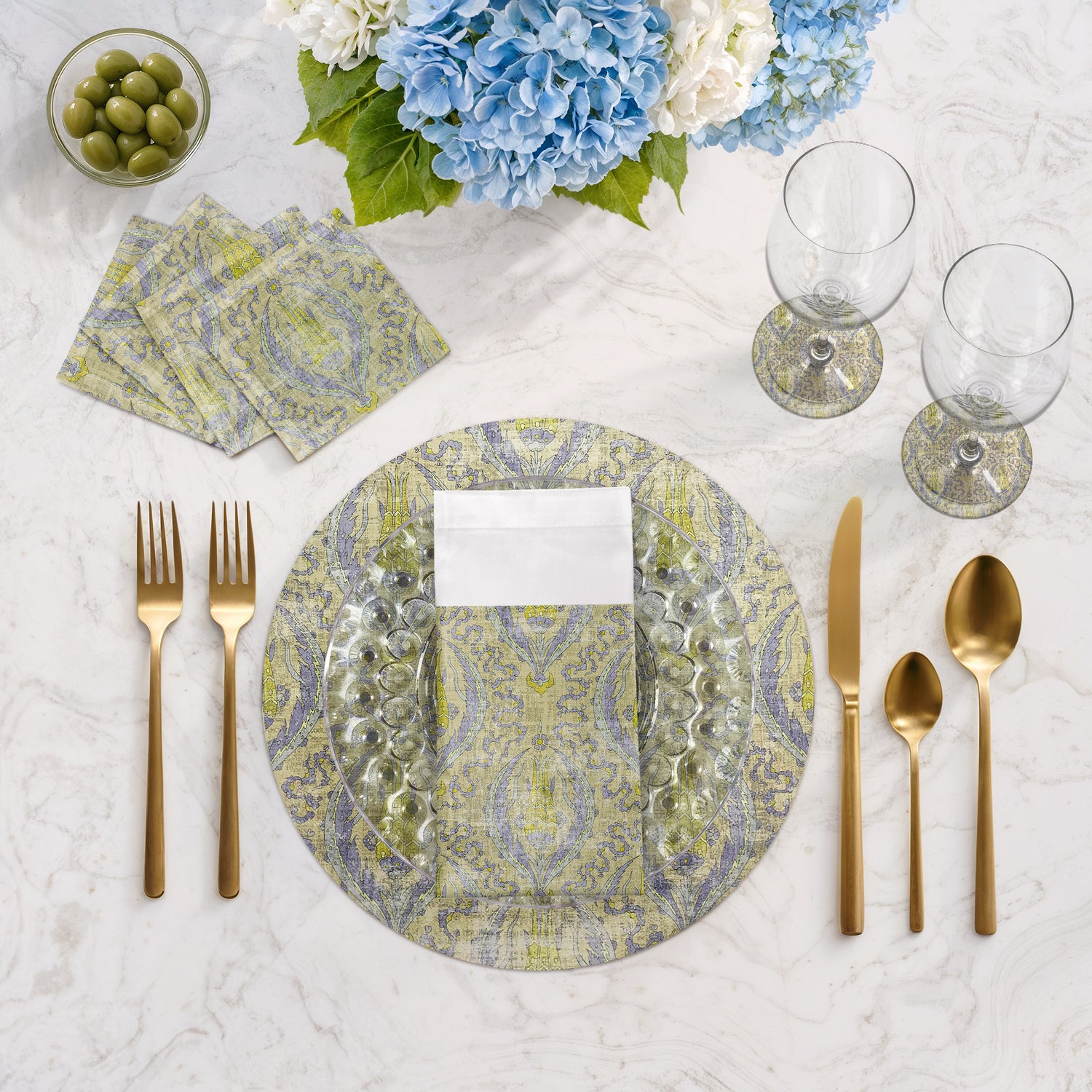 Byzantine Jewel Gold Cotton Sateen Cocktail Napkins