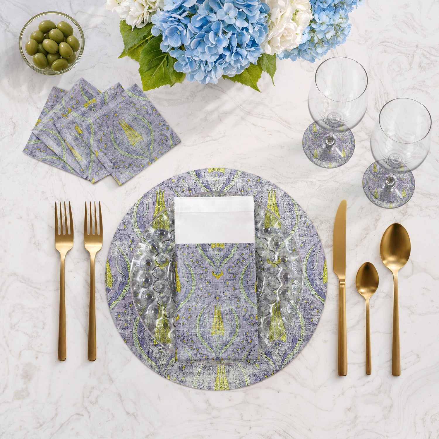 Byzantine Jewel Lilac Cotton Sateen Dinner Napkins - nicolettemayer.com