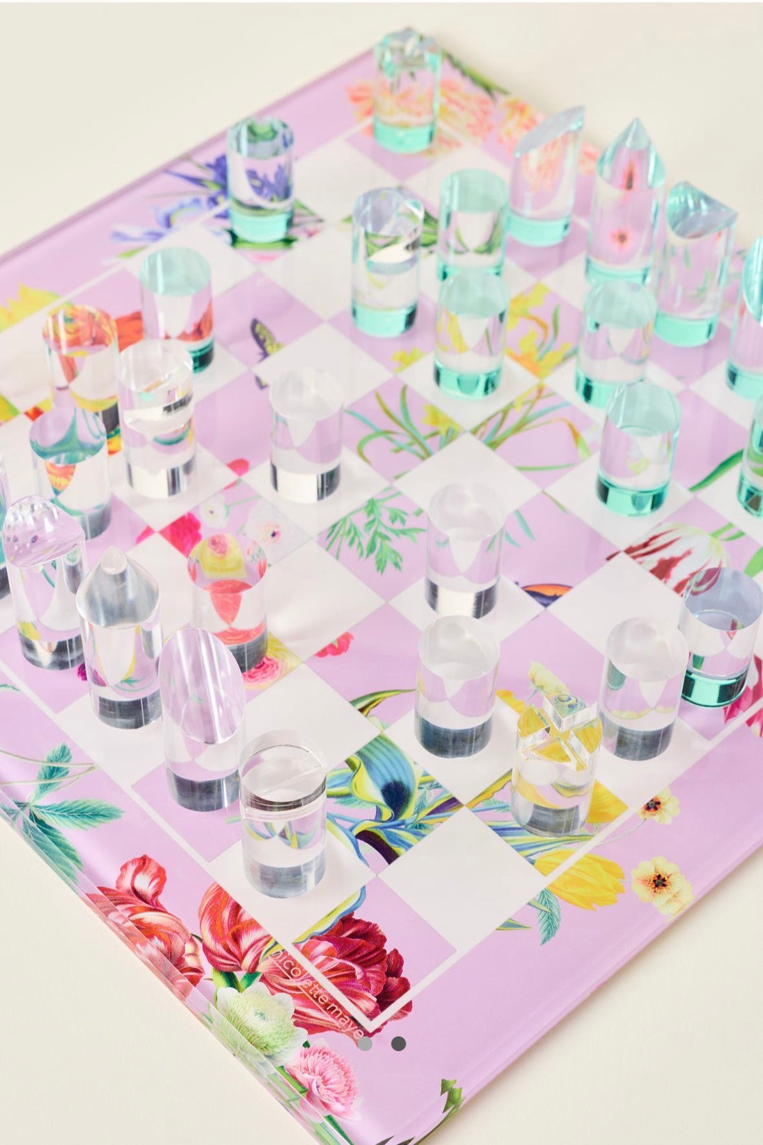 Flora Fauna Orchid Acrylic Chess - nicolettemayer.com