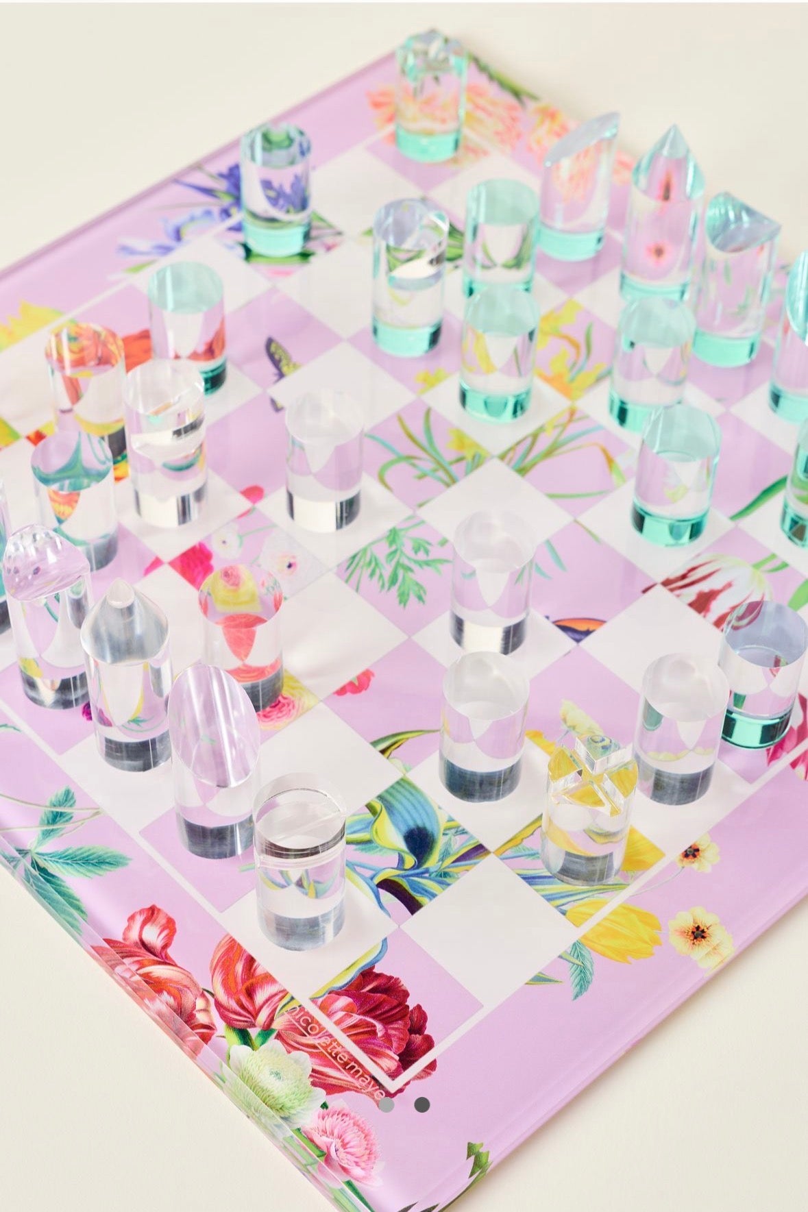 Flora Fauna Orchid Acrylic Chess - nicolettemayer.com
