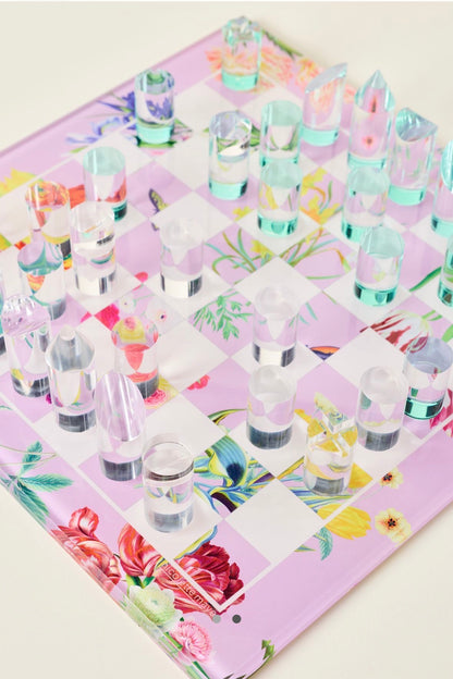 Flora Fauna Orchid Acrylic Chess - nicolettemayer.com