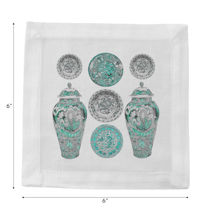 Chinois Ceramic Cerulean Cotton Sateen Cocktail Napkins - nicolettemayer.com