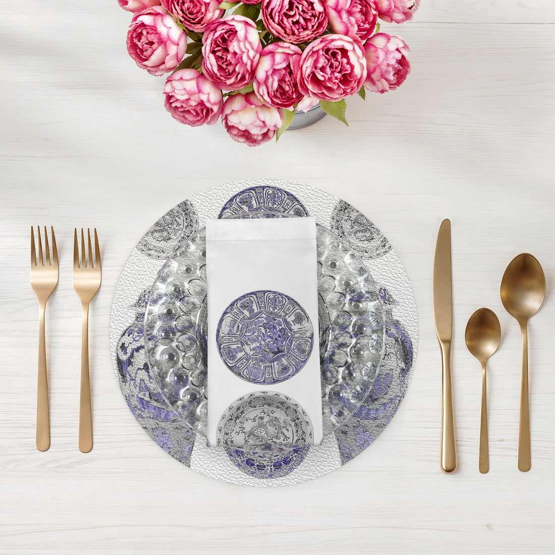 Chinois Ceramic Lavender Cotton Sateen Dinner Napkins - nicolettemayer.com